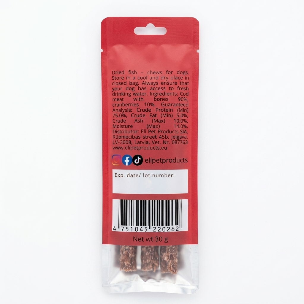 Bâtonnets de morue aux canneberges – 30 g