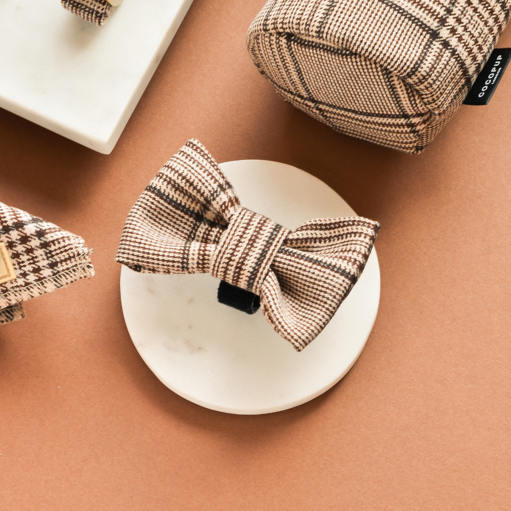 Nœud papillon Check Pup Tweed Brun – Cocopup London