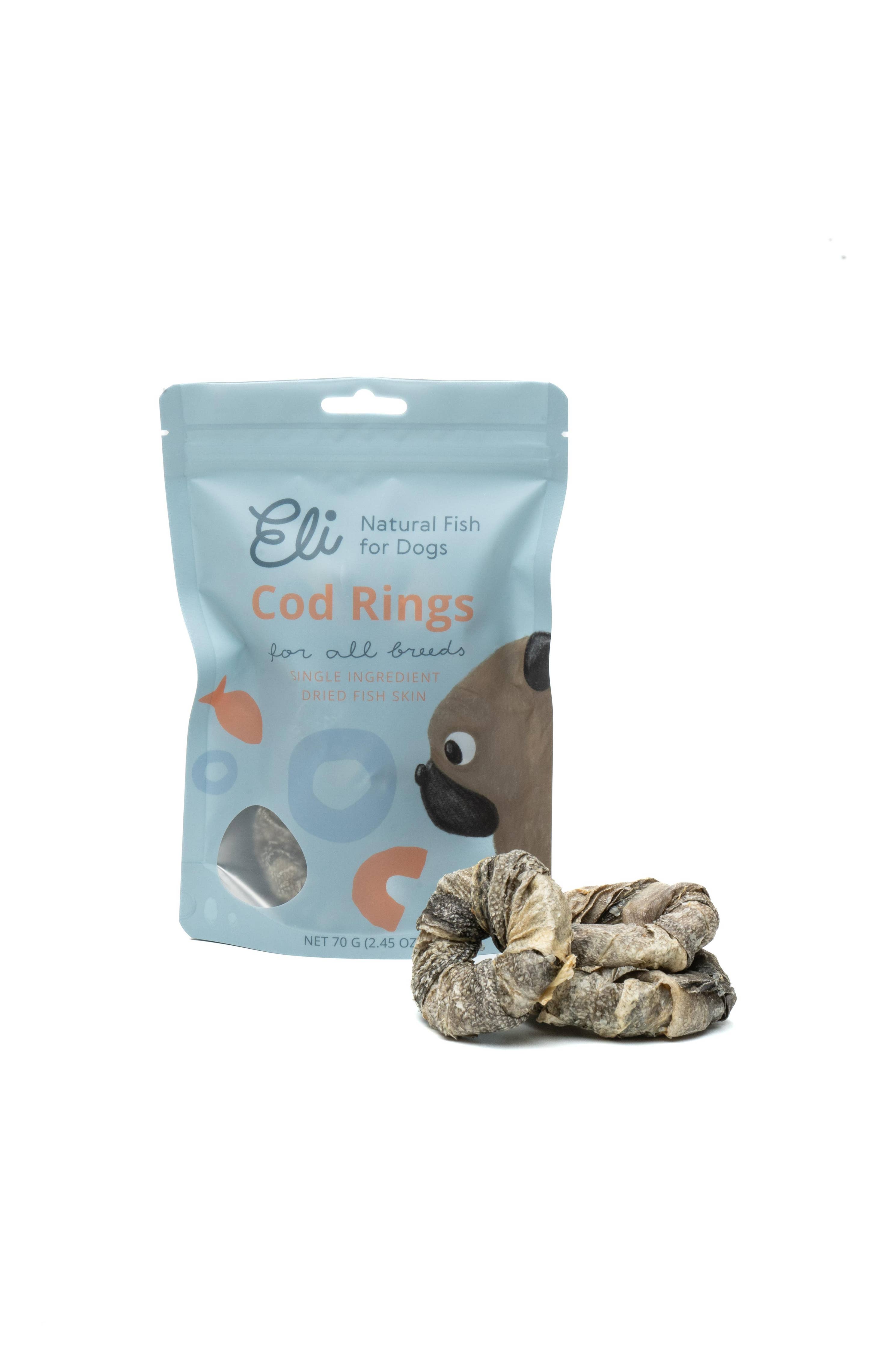 Anneaux de peau de morue séchée 100 % naturels 70 g