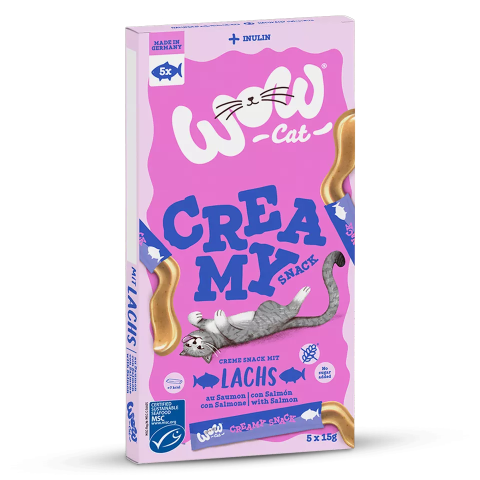 WOW Creamy Snack Saumon – Friandise crémeuse pour chat