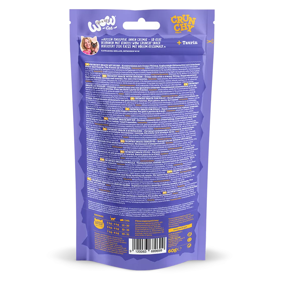 WOW Crunchy Snack au Poulet pour Chat – 60 g
