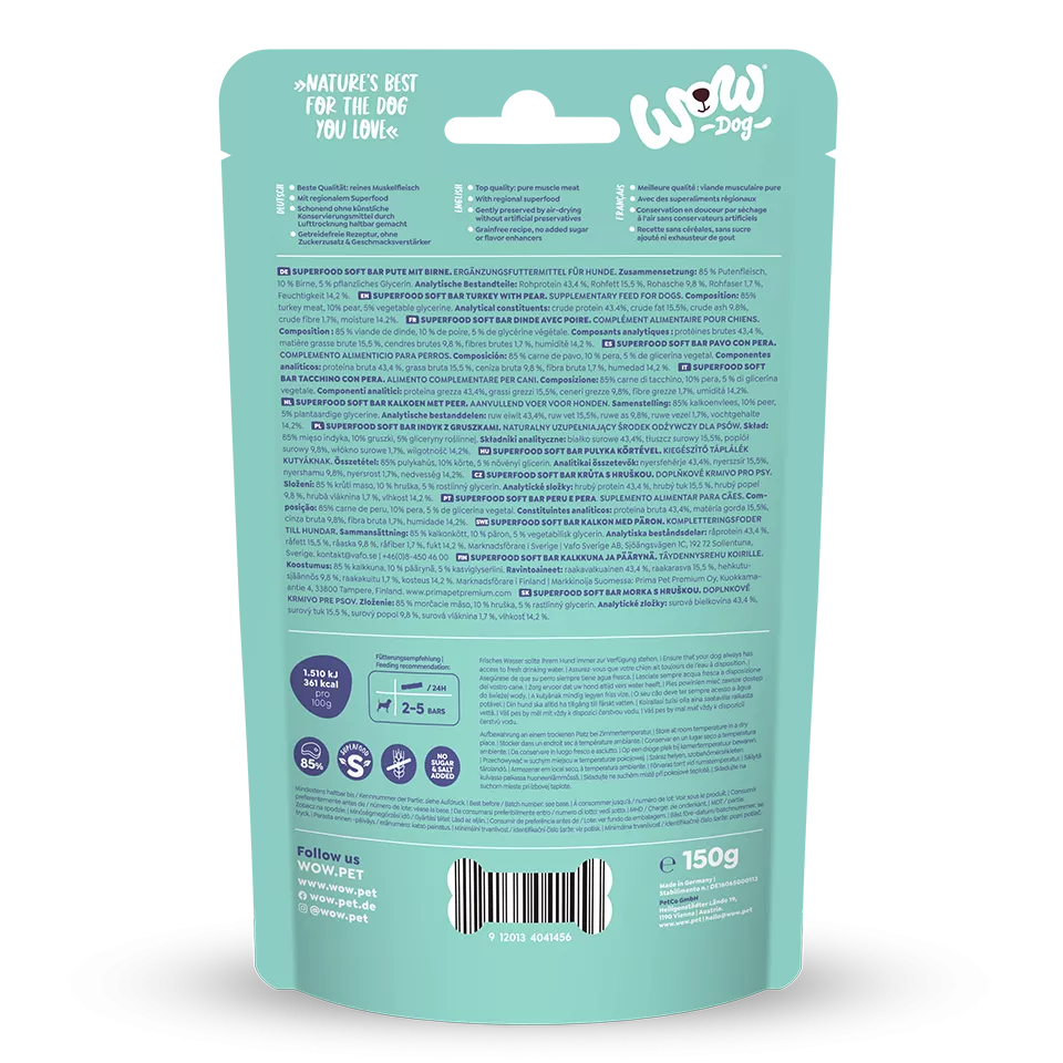 WOW Superfood Soft Bar Dinde – Friandise naturelle pour chien