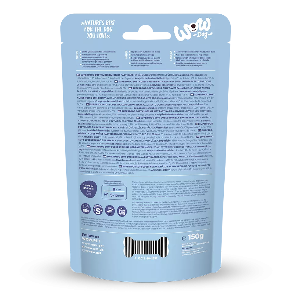 WOW Superfood Soft Cubes Poulet – Friandise naturelle pour chien
