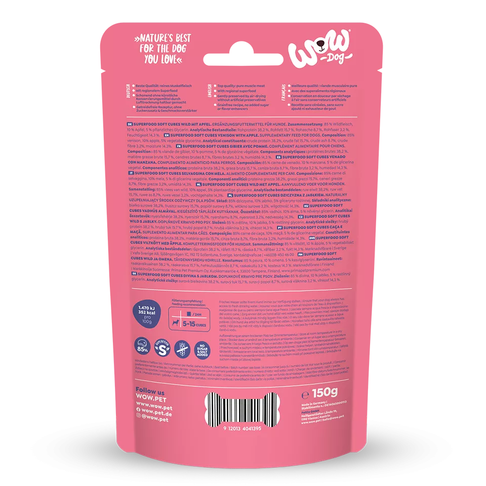 WOW Superfood Soft Cubes Gibier – Friandise naturelle pour chien