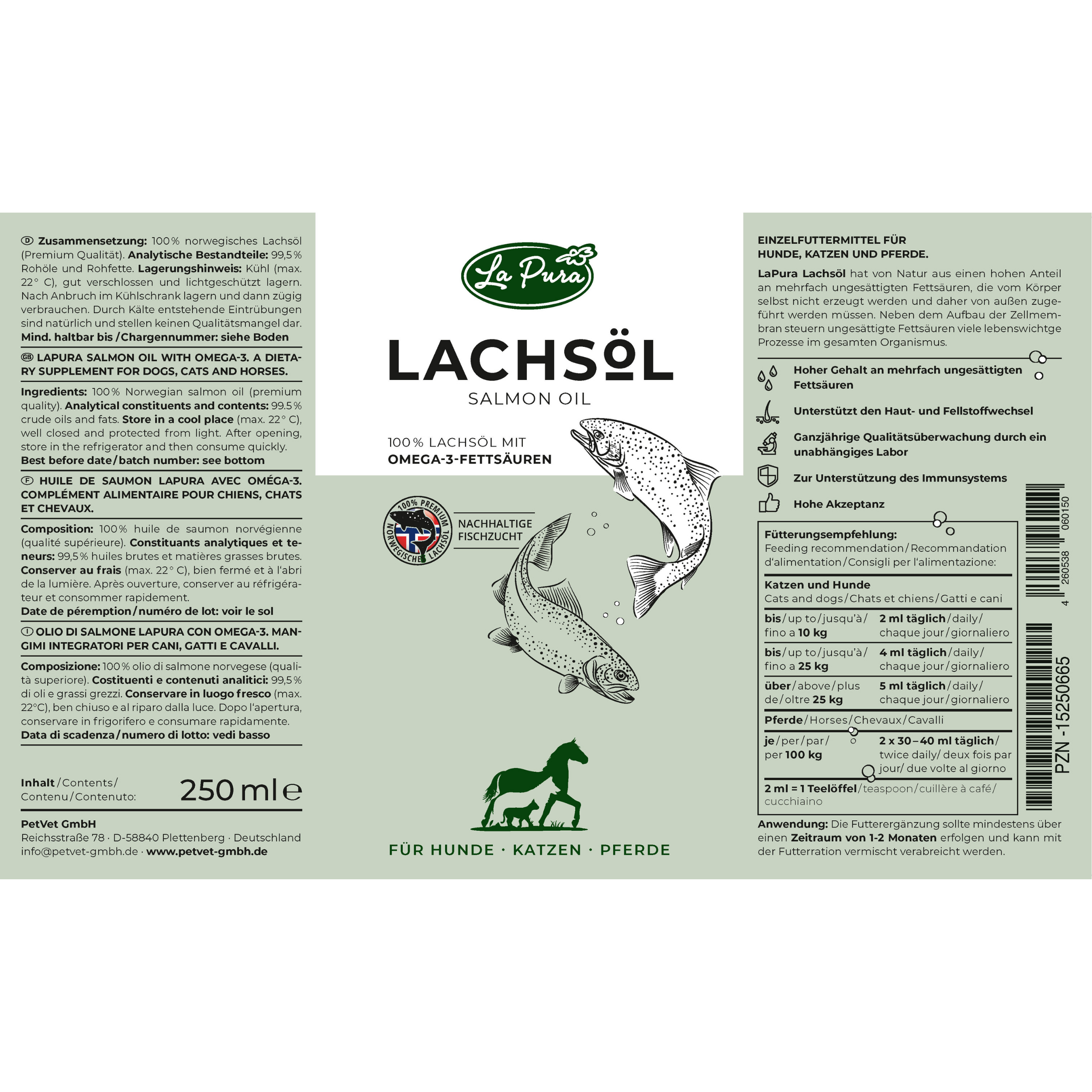 Huile de saumon LaPura 250 ml