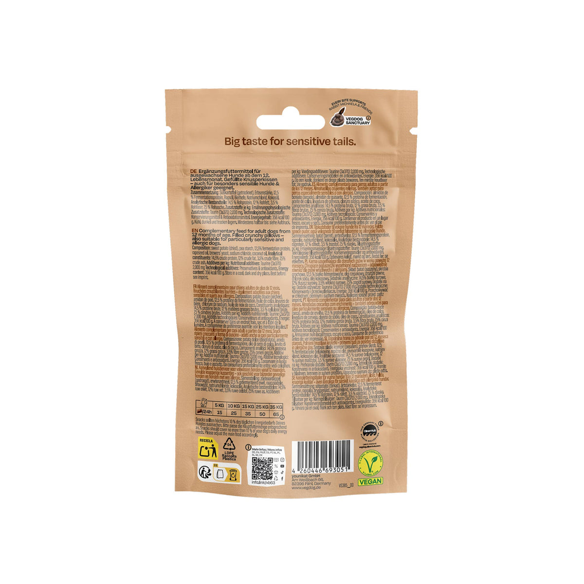 VEGDOG Mini Pures – Friandises végétales hypoallergéniques pour chien 80g
