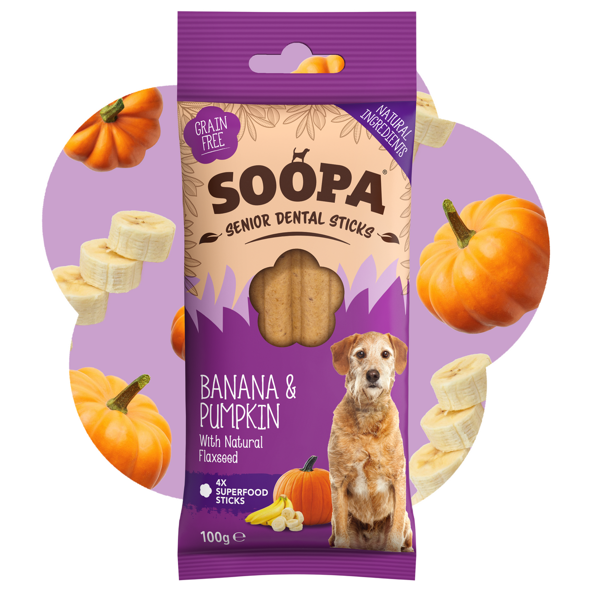 Bâtonnets dentaires Banana Pumpkin – Soopa – 100 g