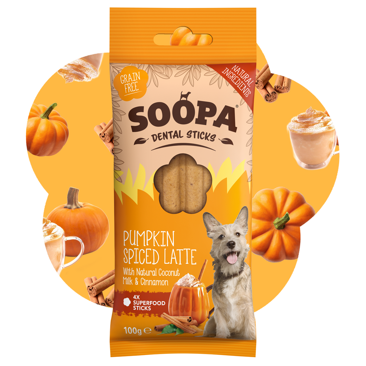Bâtonnets dentaires Pumpkin Spice Latte– Soopa – 100 g