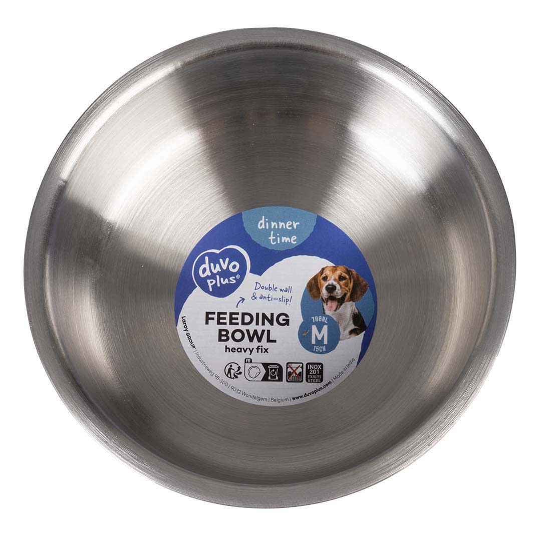 Gamelle antidérapante en inox Heavy Fix – Crème