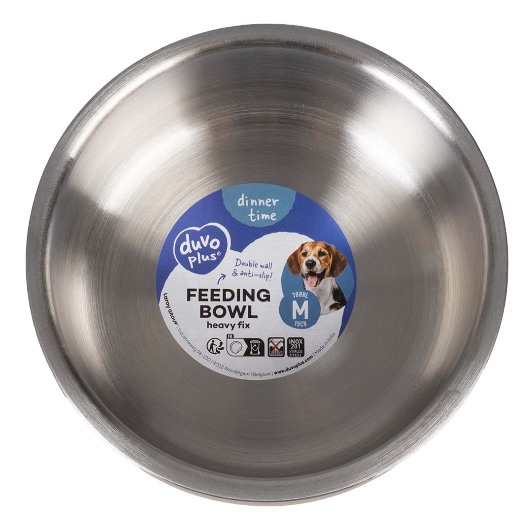 Gamelle antidérapante en inox Heavy Fix – Brun