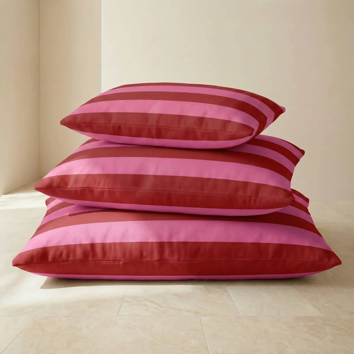 Lit déhoussable Summer Stripes - Rose et rouge