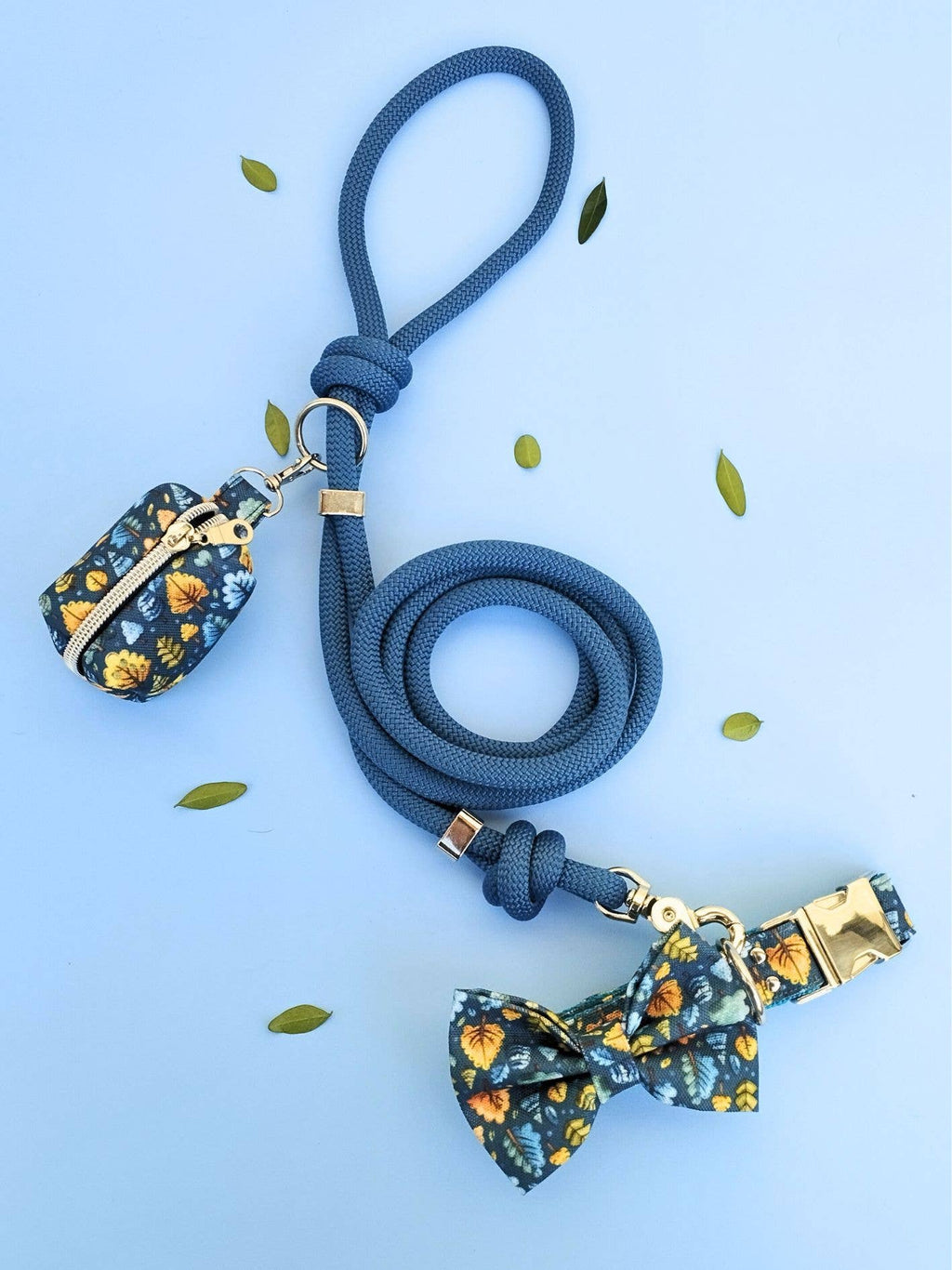 Laisse pour Chien - Corde Bleu pétrole - Fait main en France