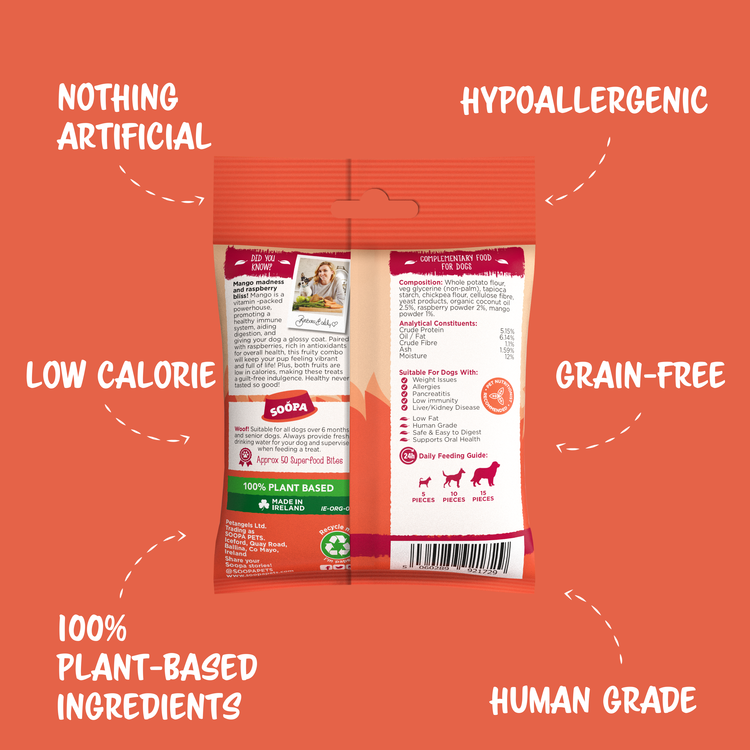 Friandises pour chiens à la mangue et à la framboise