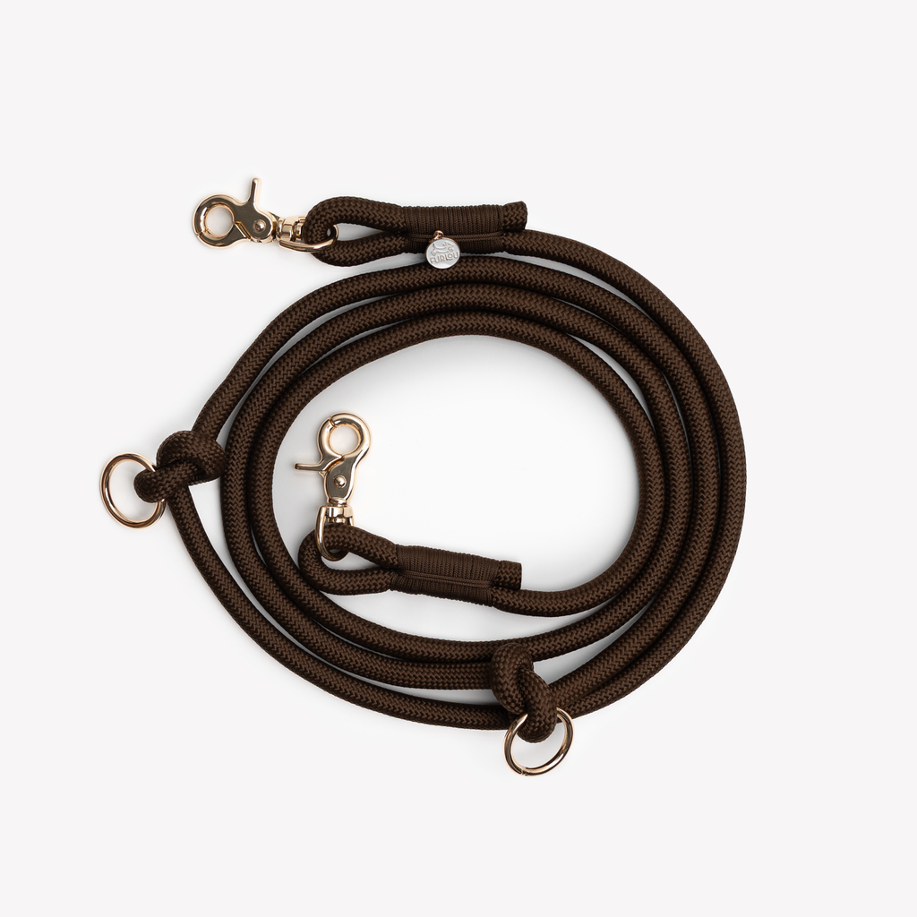 Laisse tressée mains libres Furlou – Marron