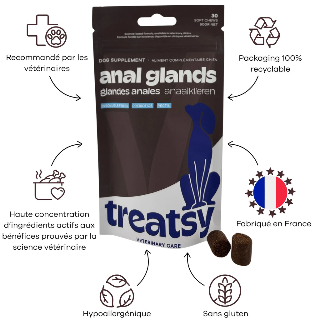 Treatsy Veterinary Care Glandes Anales – Complément digestif & confort pour chien