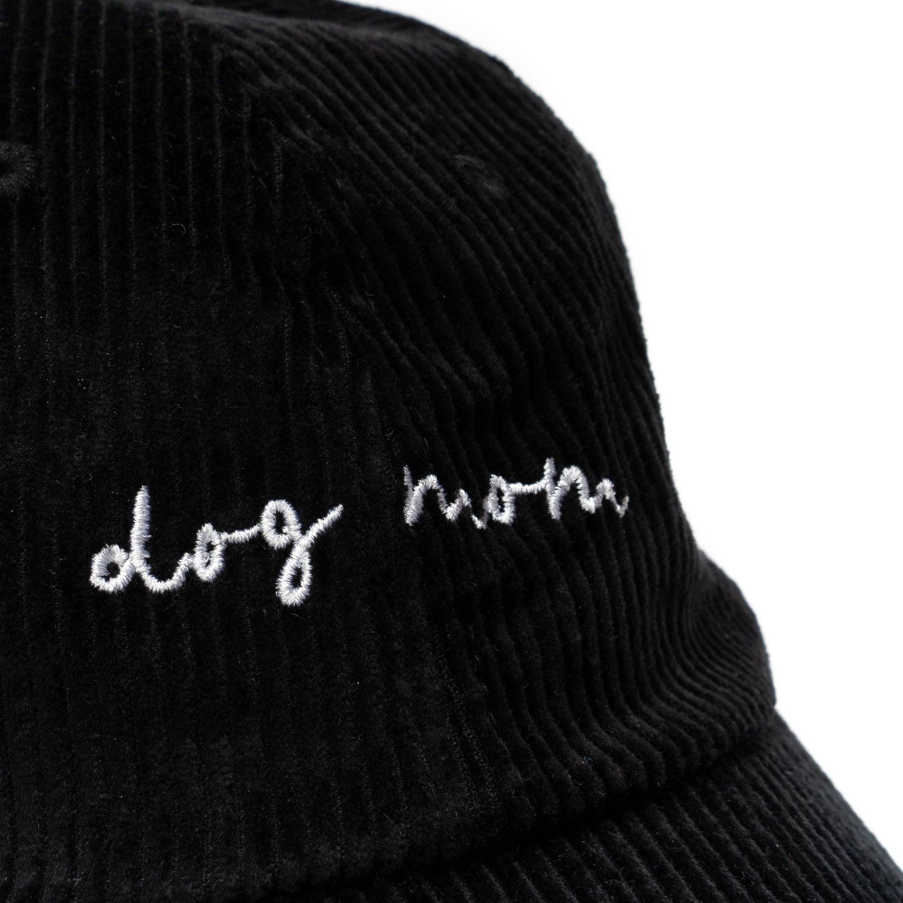 Casquette noir en velours côtelé "Dog Mom"