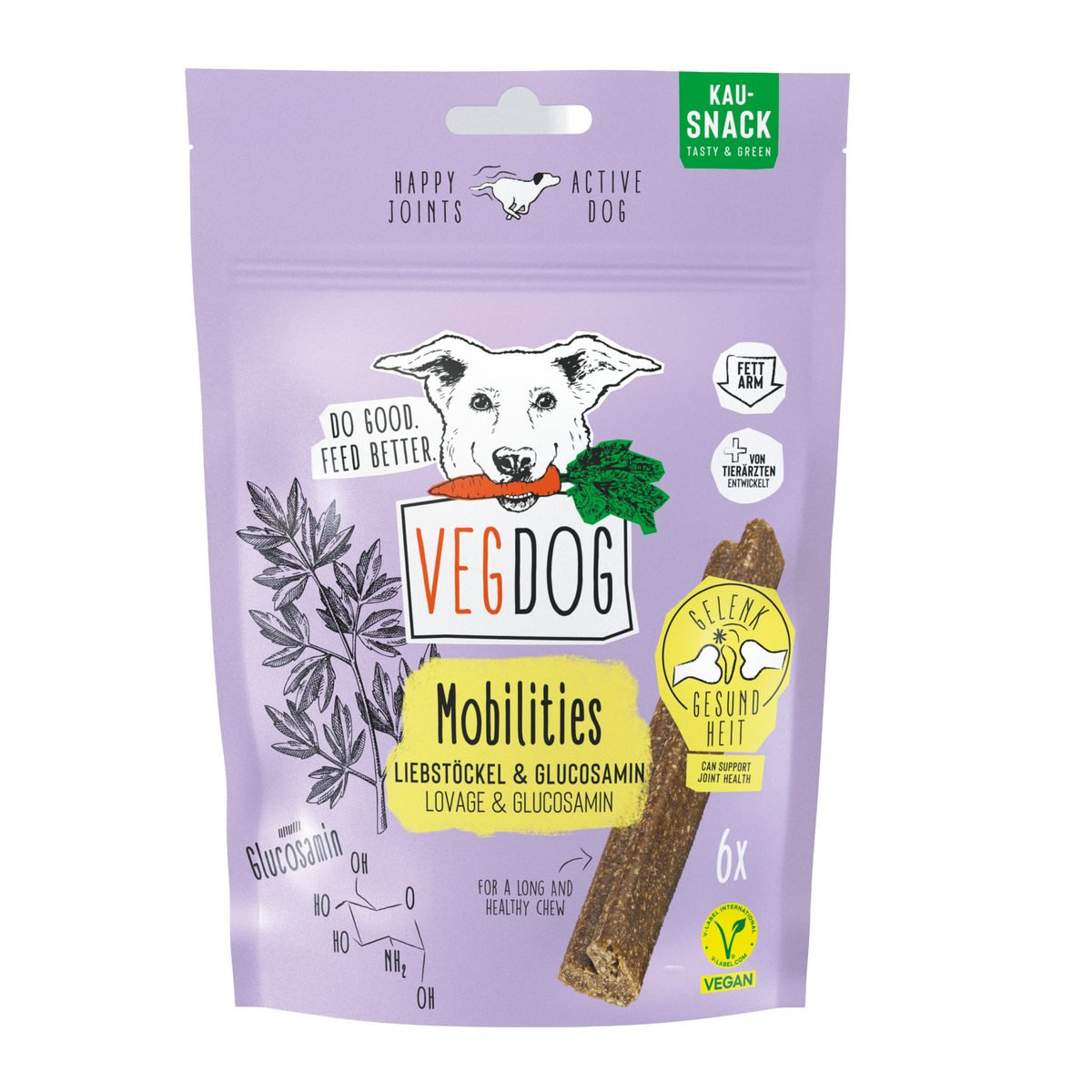 VEGDOG Mobilities 115 g – Friandises à la glucosamine végétale pour les articulations