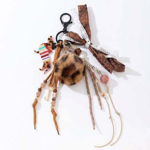Bijou de sac Chien & Léopard – Porte-clés bohème