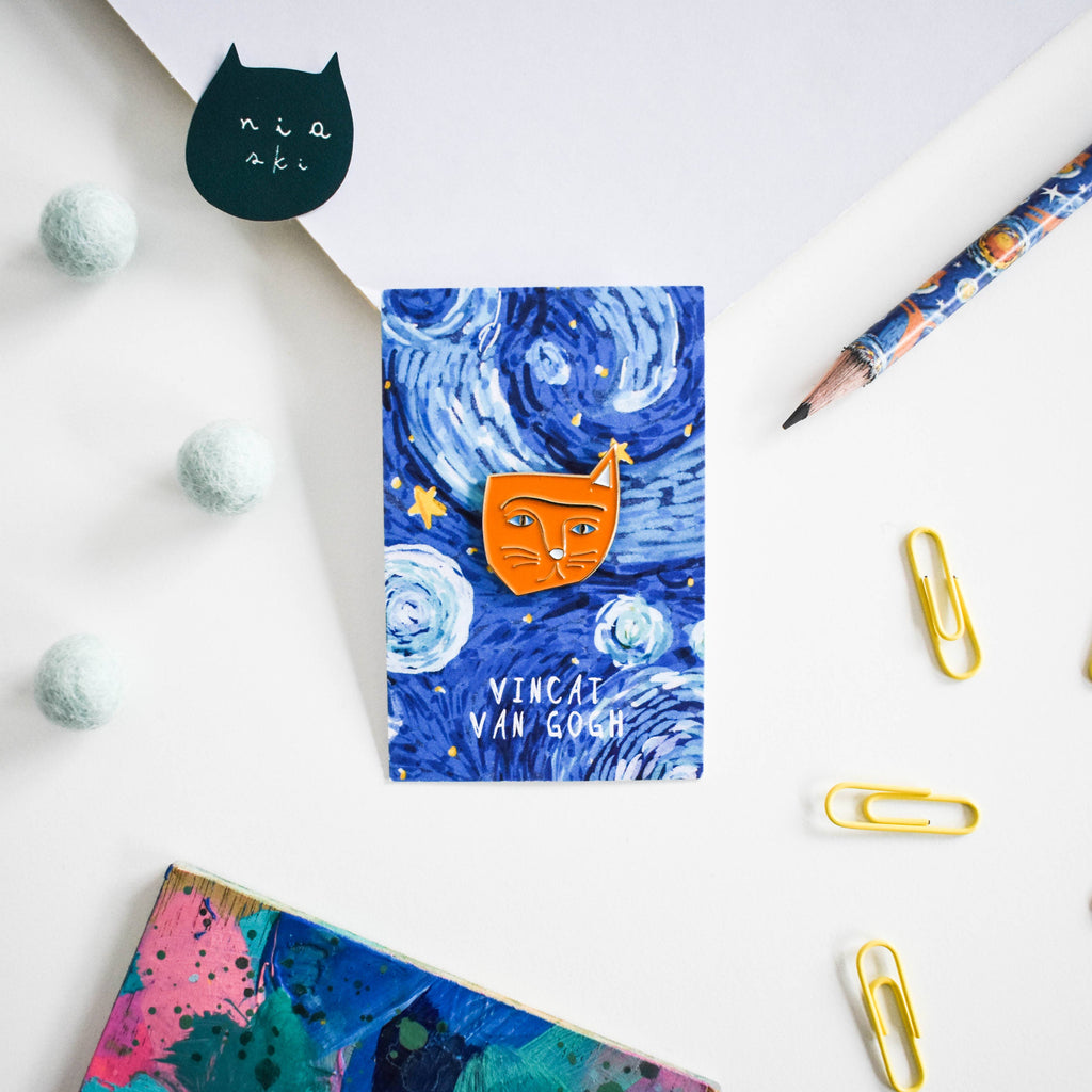 Pin's Artiste Chat Vincat Van Gogh