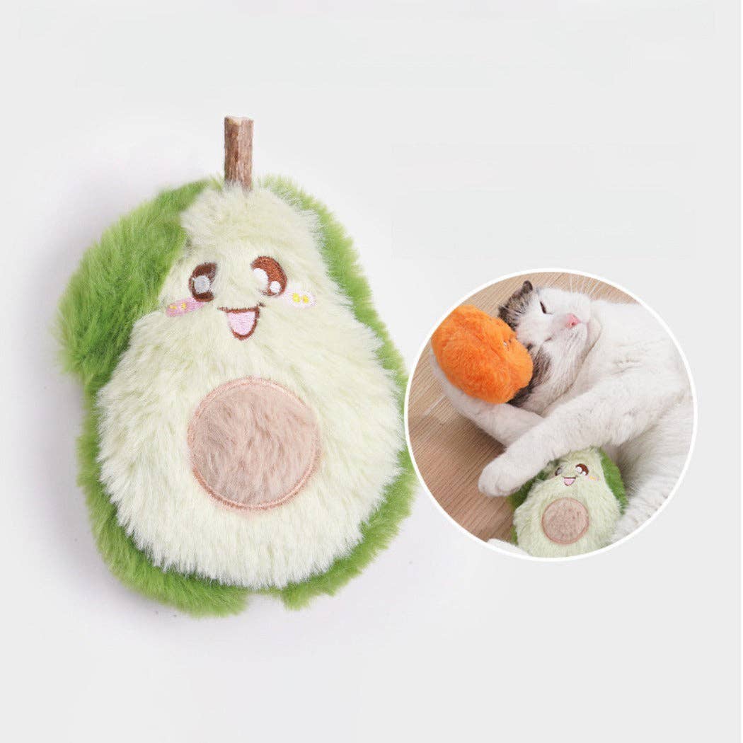 Jouet pour chat en forme de fruit avec bâton à mâcher