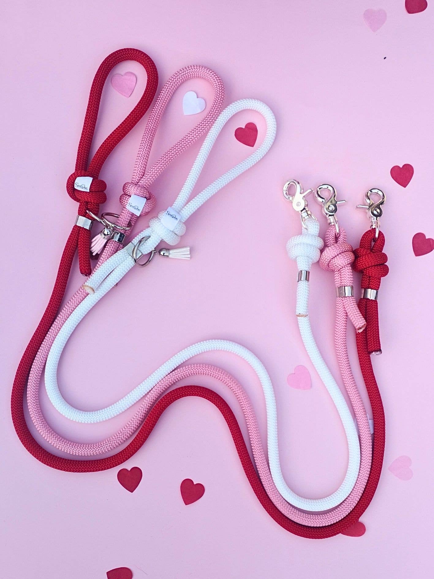 Laisse pour Chien en Corde rose - Fait main en France