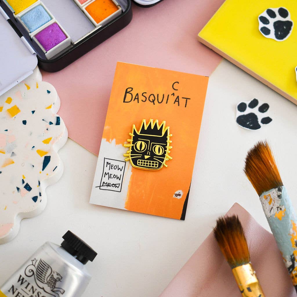 Broche d'artiste chat BasquiCat