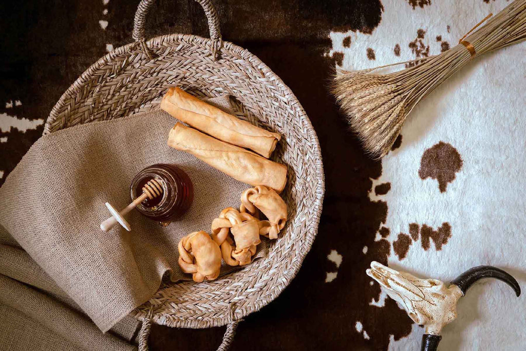 Rouleau à mâcher peau de vache saveur miel – 20 à 23 cm – À l'unité