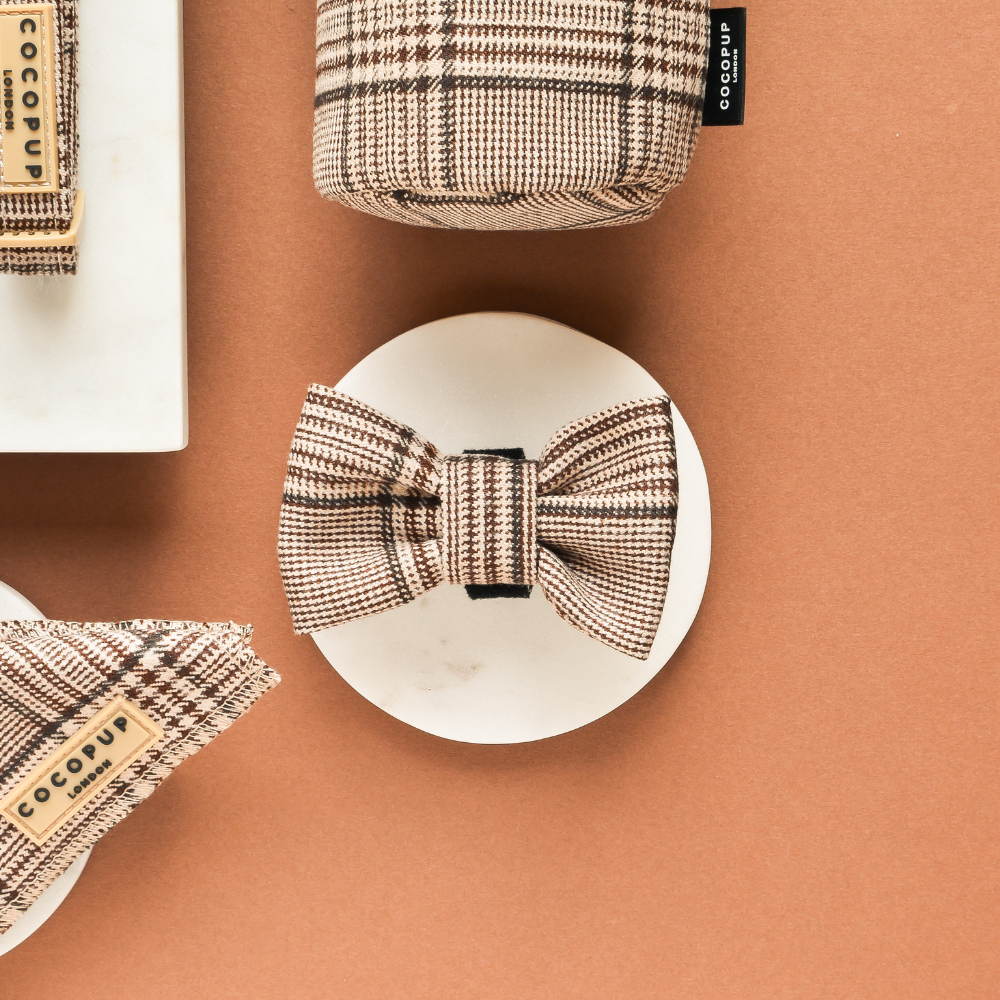 Nœud papillon Check Pup Tweed Brun – Cocopup London