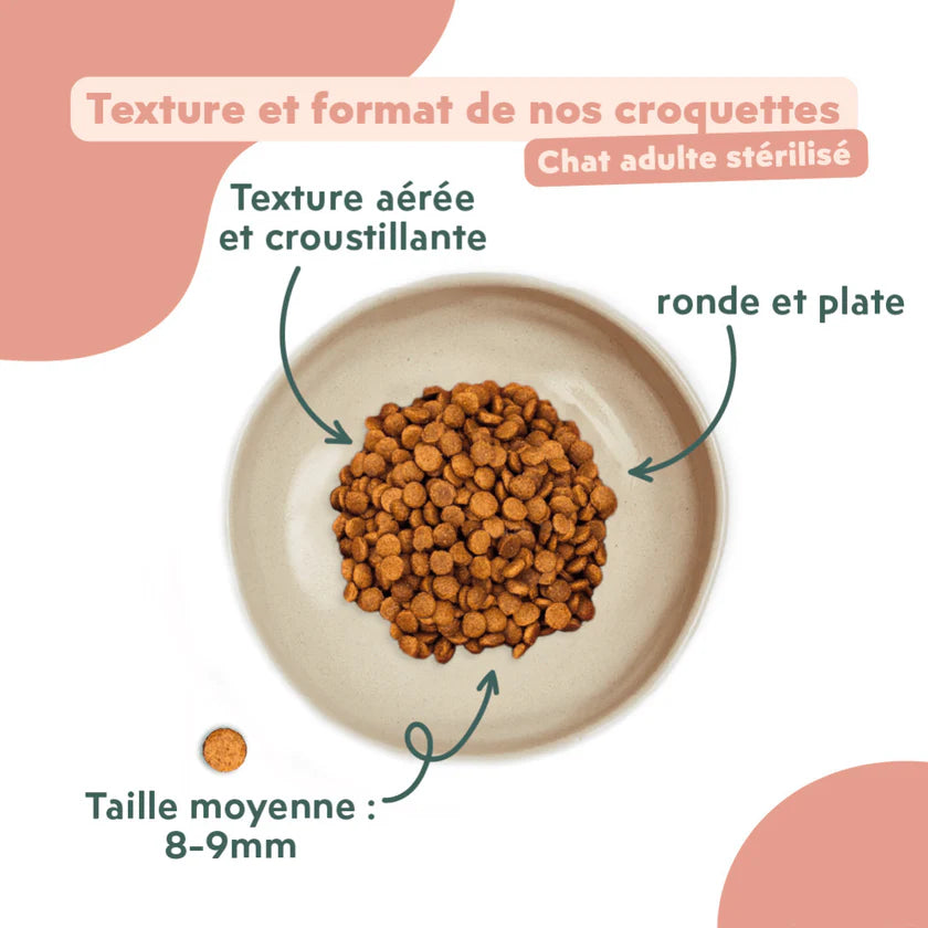 Croquettes Ziggy au poulet, huile de saumon & graines de lin – Chat adulte stérilisé 1kg