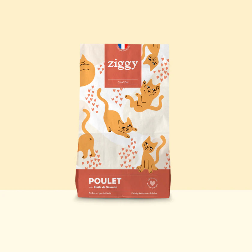 Croquettes Ziggy Chaton au poulet et huile de saumon 1kg