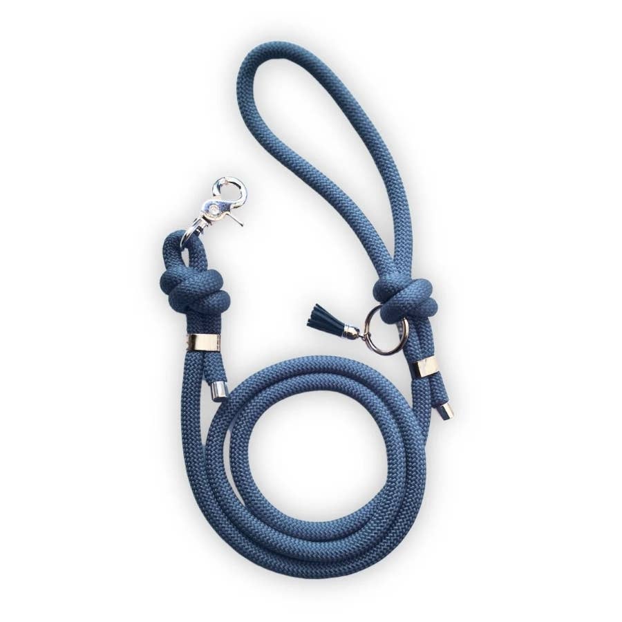 Laisse pour Chien - Corde Bleu pétrole - Fait main en France