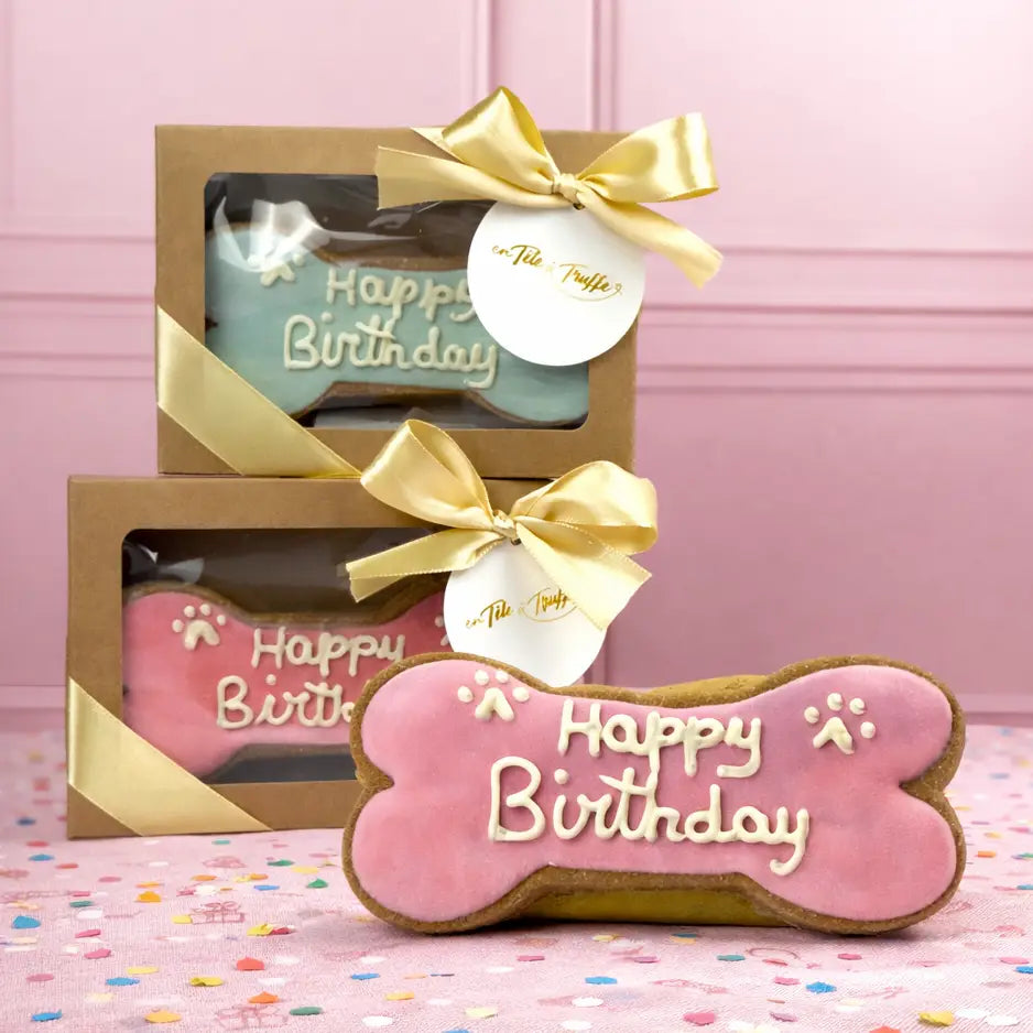 Biscuit Os Glacé "Happy Birthday" - En tête à truffe