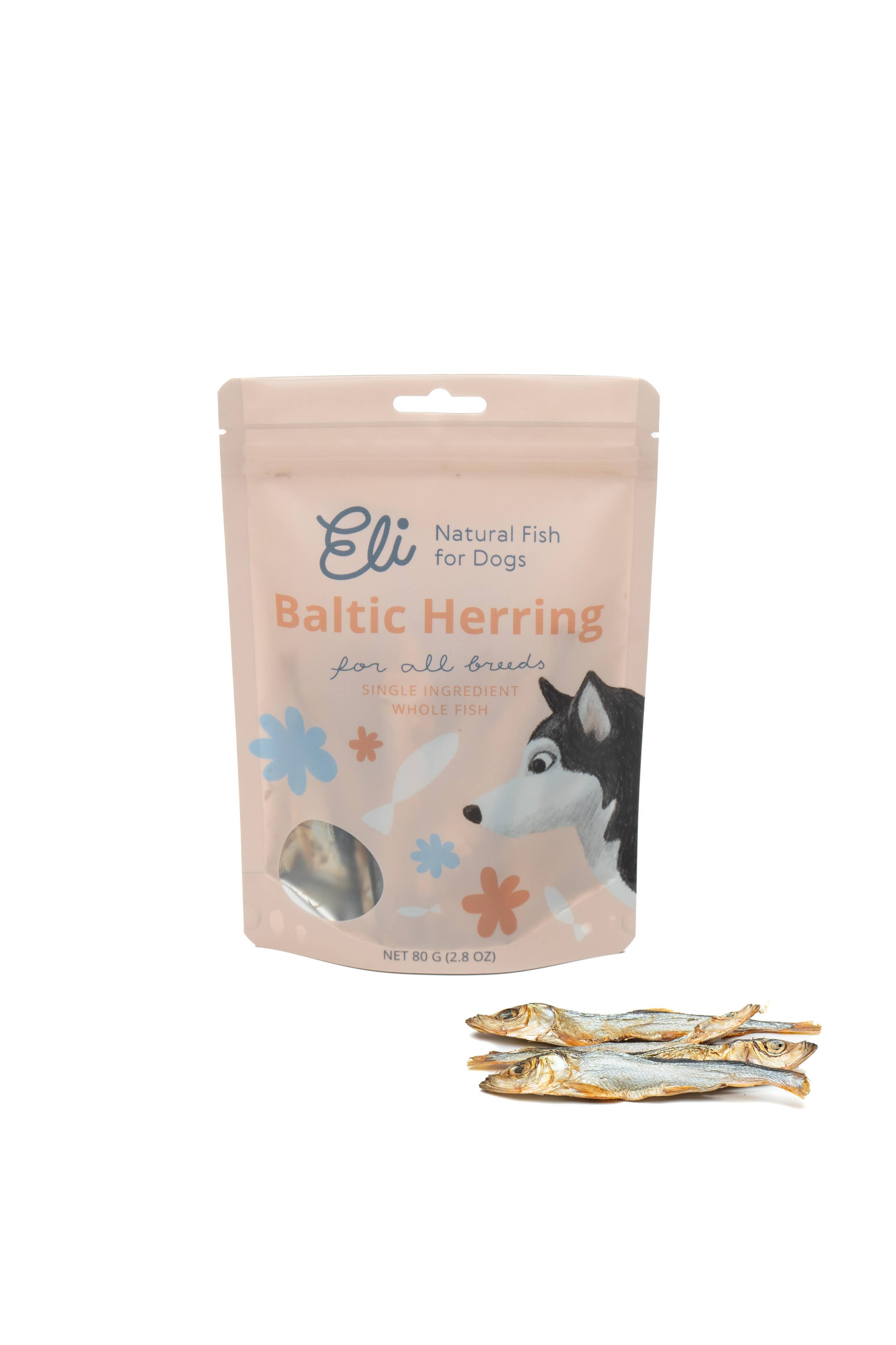Friandises pour chiens 100 % naturelles de hareng de la Baltique séché 80g