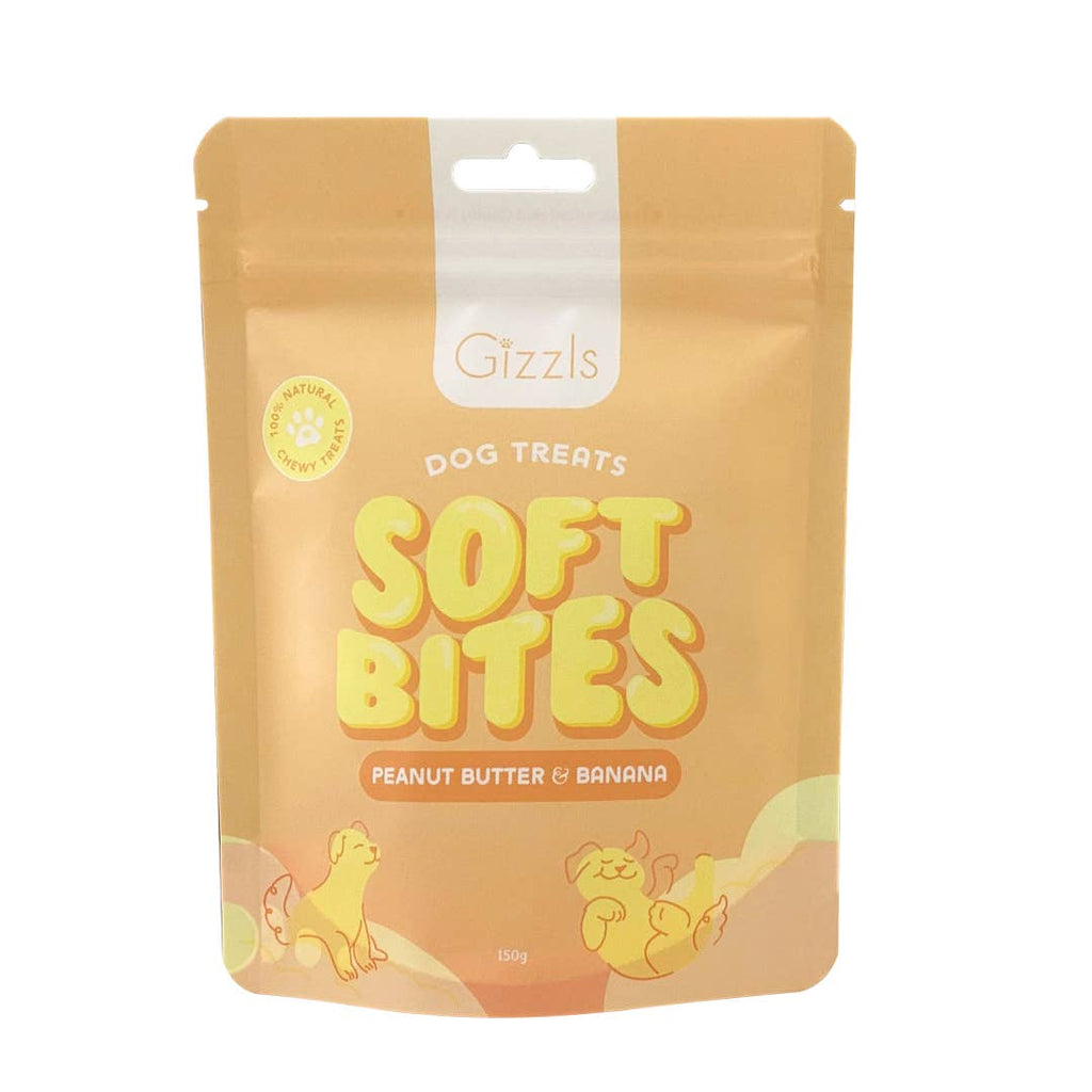 Friandises pour chiens Gizzls Soft Bites au beurre de cacahuète et à la banane (150 g)