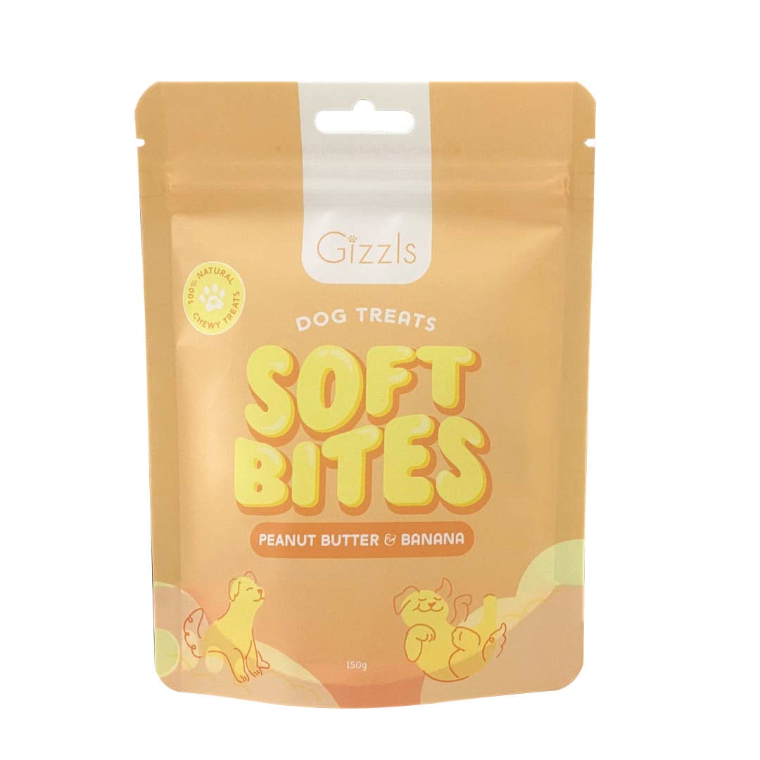 Friandises pour chiens Gizzls Soft Bites au beurre de cacahuète et à la banane (150 g)