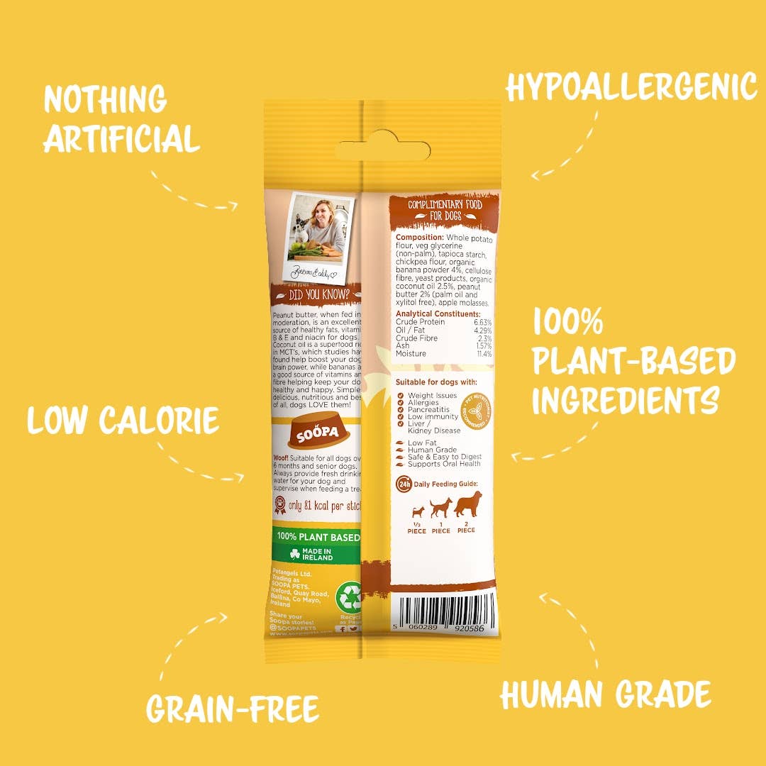 Bâtonnets dentaires pour chiens à la banane et au beurre de cacahuète