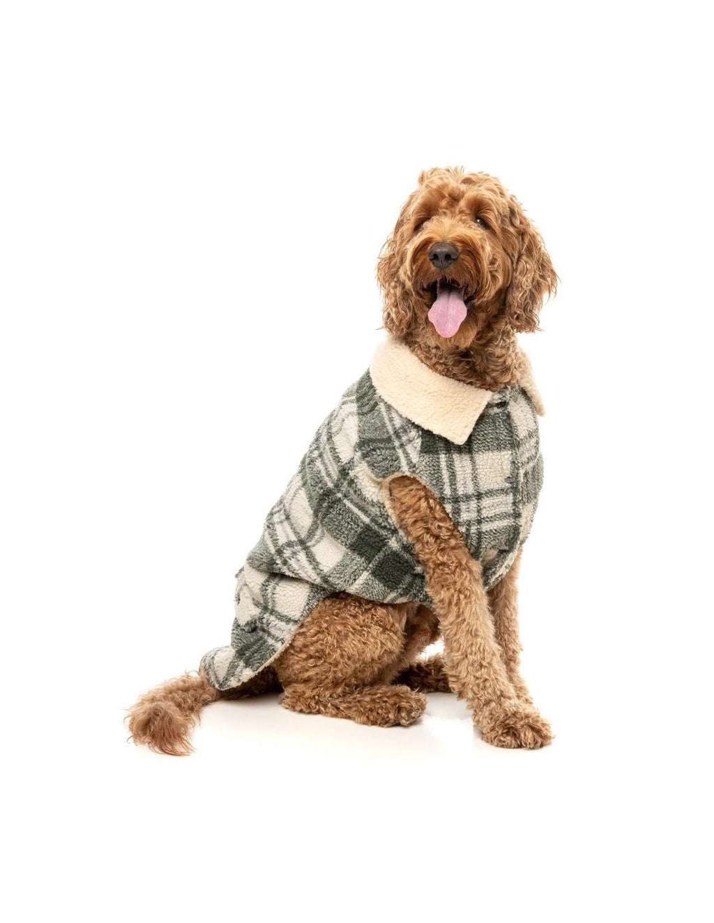 Veste pour chien The Lumberjack vert et crème – FuzzYard