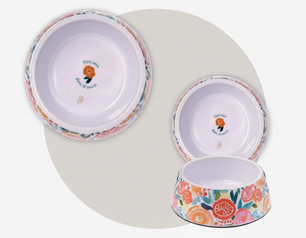 Bol en mélamine pour chien et chat Ferribiella – Motif Blossom