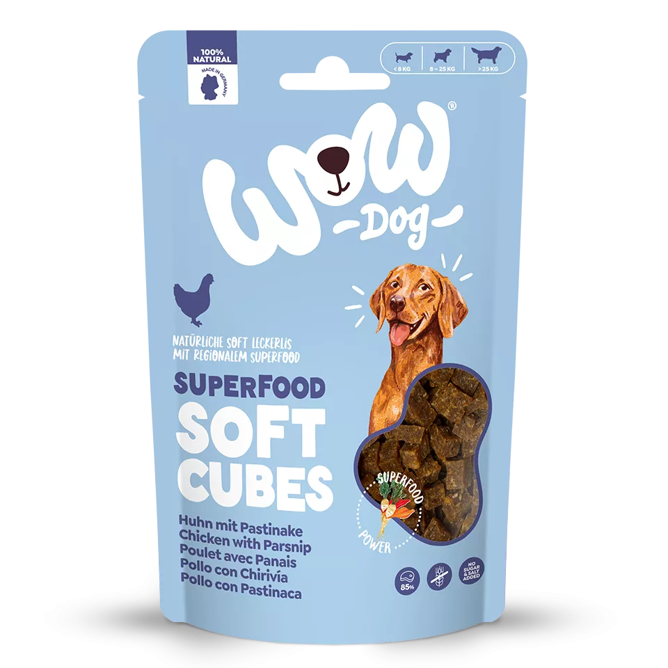 WOW Superfood Soft Cubes Poulet – Friandise naturelle pour chien